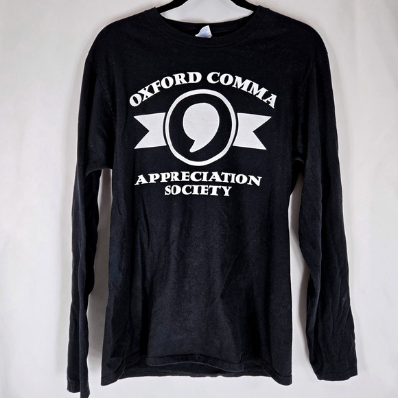 Oxford Comma Appreciation Society Long Sleeve Logo T-Shirt M by Port‎ & Company - Picture 1 of 7